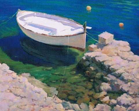 Boat White Modern Wood Framed Art Print with Double Matting by Krioutchkov, Alex Hook