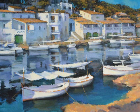 Cala Figuera White Modern Wood Framed Art Print with Double Matting by Krioutchkov, Alex Hook