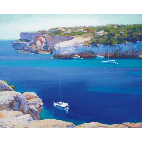 Cala Llombards Black Modern Wood Framed Art Print by Krioutchkov, Alex Hook