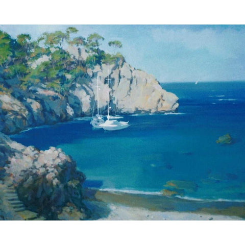 Cala Secreta White Modern Wood Framed Art Print by Krioutchkov, Alex Hook