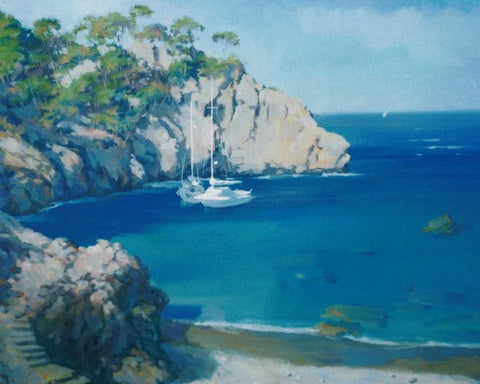 Cala Secreta White Modern Wood Framed Art Print with Double Matting by Krioutchkov, Alex Hook
