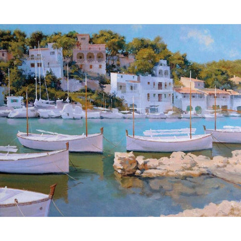Cala Figuera 32 Black Modern Wood Framed Art Print with Double Matting by Krioutchkov, Alex Hook