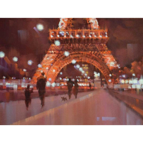 Paris at Night Gold Ornate Wood Framed Art Print with Double Matting by Krioutchkov, Alex Hook
