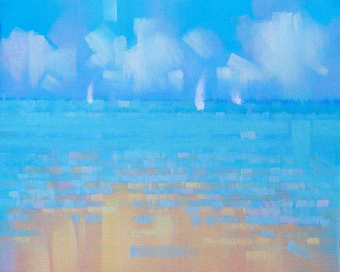 Playa 16 White Modern Wood Framed Art Print with Double Matting by Krioutchkov, Alex Hook