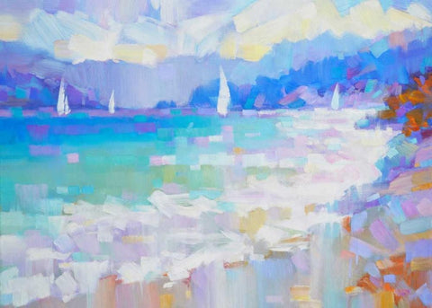 Mediterraneo White Modern Wood Framed Art Print with Double Matting by Krioutchkov, Alex Hook