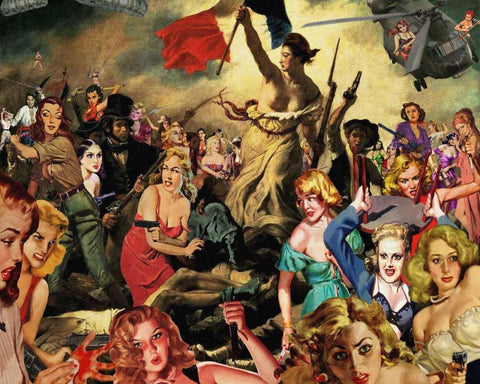 Liberty Leading White Modern Wood Framed Art Print with Double Matting by Kite, Barry