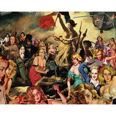 Liberty Leading Gold Ornate Wood Framed Art Print with Double Matting by Kite, Barry