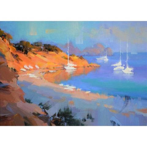 Evening Boats White Modern Wood Framed Art Print by Krioutchkov, Alex Hook