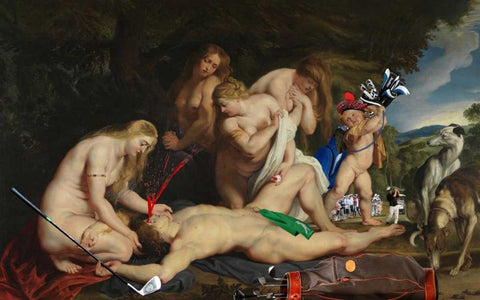 Playing Through Black Ornate Wood Framed Art Print with Double Matting by Kite, Barry