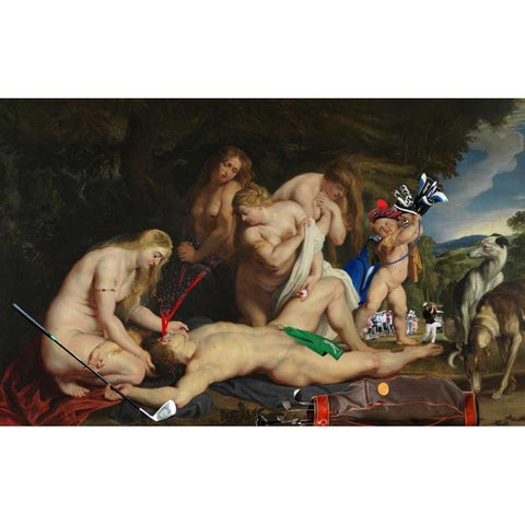 Playing Through Gold Ornate Wood Framed Art Print with Double Matting by Kite, Barry