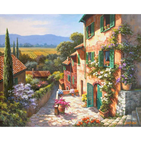 Spring in the Valley Black Modern Wood Framed Art Print with Double Matting by Kim, Sung