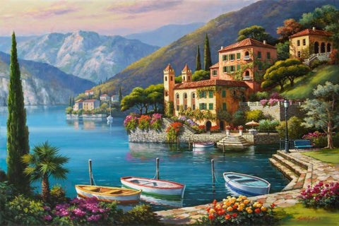 Villa Bella Vista White Modern Wood Framed Art Print with Double Matting by Kim, Sung