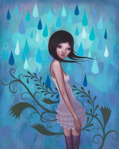 Morning Showers White Modern Wood Framed Art Print with Double Matting by Ketner, Jeremiah