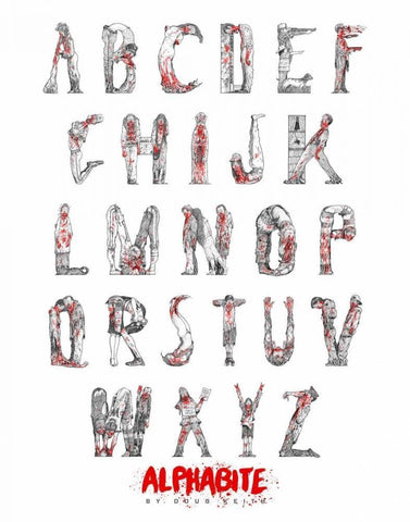 Alphabite White Modern Wood Framed Art Print with Double Matting by Keith, Doug