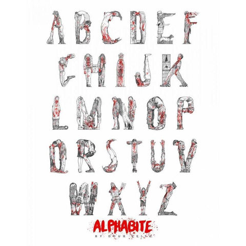 Alphabite Black Modern Wood Framed Art Print with Double Matting by Keith, Doug