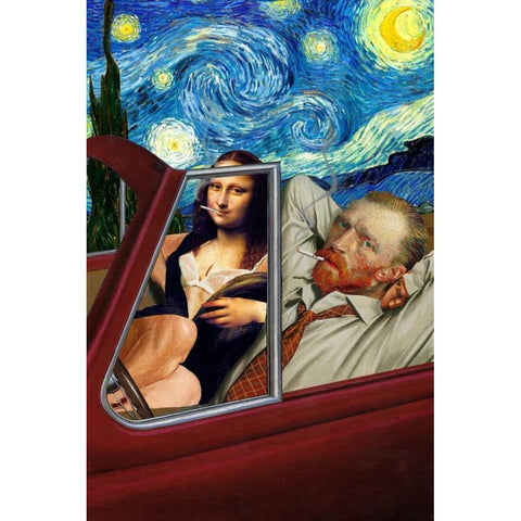 Starry Night Gold Ornate Wood Framed Art Print with Double Matting by Kite, Barry