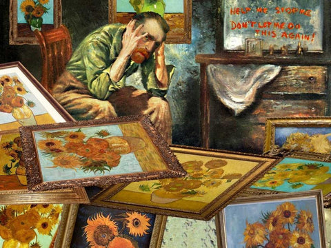 Help Me Black Ornate Wood Framed Art Print with Double Matting by Kite, Barry