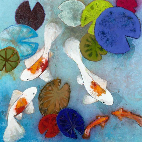 Koi 1 White Modern Wood Framed Art Print by Koury, Aleah