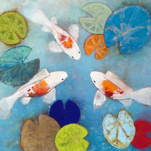 Koi 2 White Modern Wood Framed Art Print by Koury, Aleah