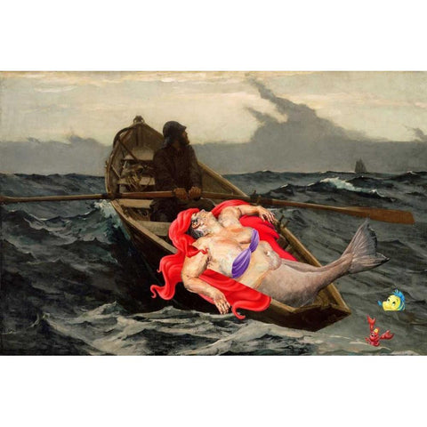 Catch of the Day Black Modern Wood Framed Art Print with Double Matting by Kite, Barry