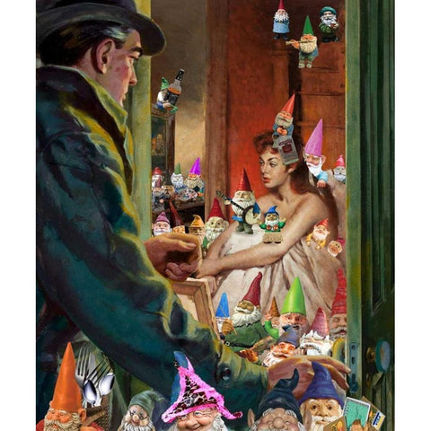 Gnome Alone White Modern Wood Framed Art Print by Kite, Barry