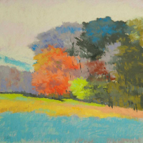 Fox Farm Woods Black Ornate Wood Framed Art Print with Double Matting by Kelly, Mike