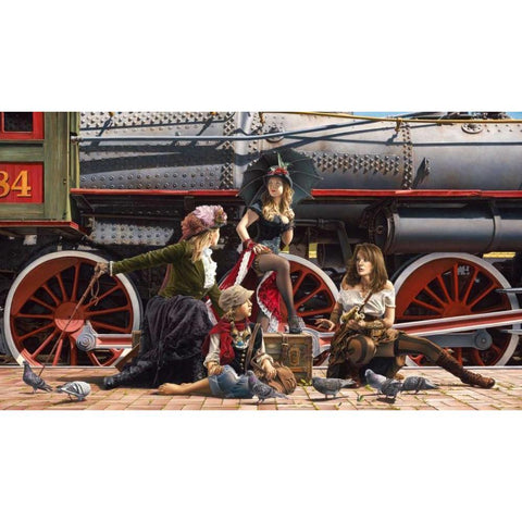 Last Train for the Coast Gold Ornate Wood Framed Art Print with Double Matting by Kelley, Paul