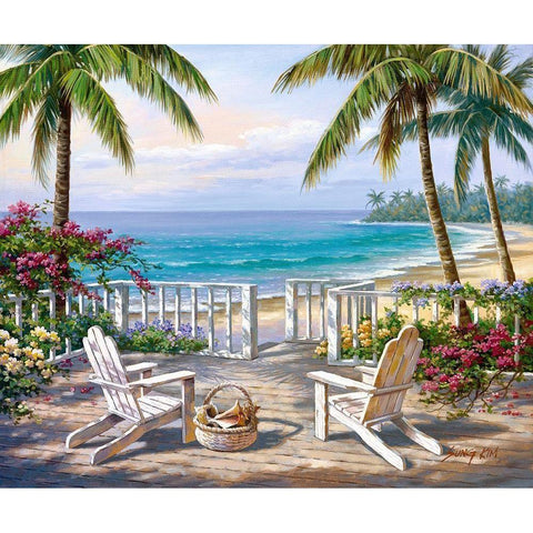 Coastal View White Modern Wood Framed Art Print by Kim, Sung