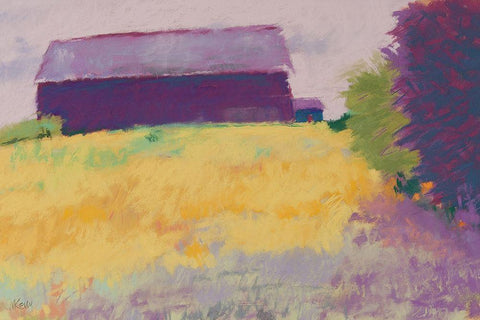 Wheat Field White Modern Wood Framed Art Print with Double Matting by Kelly, Mike