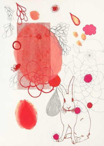Funny Bunny Makes An Appearance White Modern Wood Framed Art Print with Double Matting by Kleinpeter, Maggie