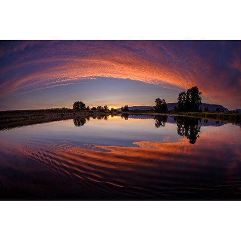 Canoe Sunset Black Modern Wood Framed Art Print by Kostka, Vladimir