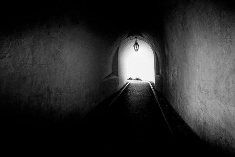 Tunnel White Modern Wood Framed Art Print with Double Matting by Kostka, Vladimir