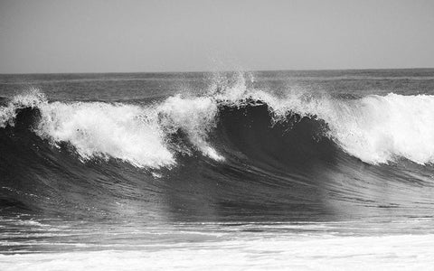 Wave BW White Modern Wood Framed Art Print with Double Matting by Kostka, Vladimir