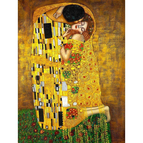 The Kiss White Modern Wood Framed Art Print by Klimt, Gustav