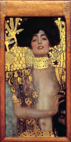 Judith I Black Ornate Wood Framed Art Print with Double Matting by Klimt, Gustav