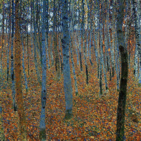 Beech Grove I White Modern Wood Framed Art Print with Double Matting by Klimt, Gustav