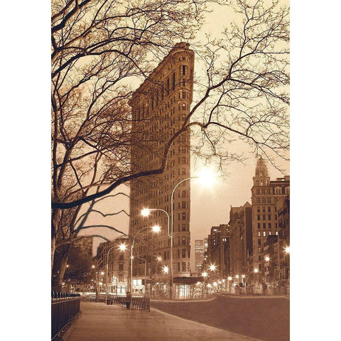 Flatiron, NYC Black Modern Wood Framed Art Print with Double Matting by Klug, Alan