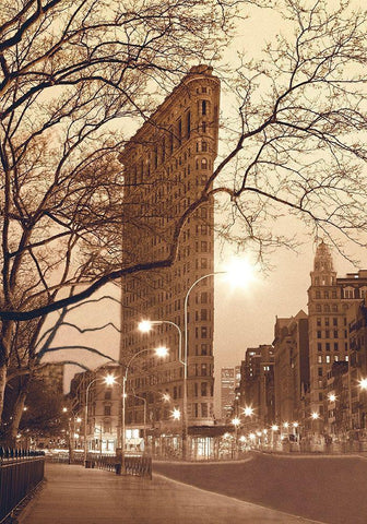 Flatiron, NYC White Modern Wood Framed Art Print with Double Matting by Klug, Alan