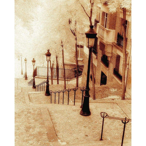 Montmartre, Paris Black Modern Wood Framed Art Print with Double Matting by Klug, Alan