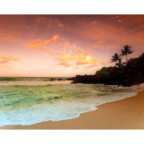North Shore Dawn, Oahu White Modern Wood Framed Art Print by Klug, Alan