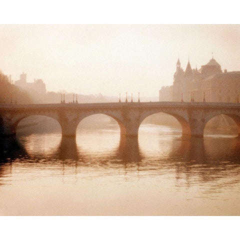 Pont Neuf, Paris Black Modern Wood Framed Art Print with Double Matting by Klug, Alan