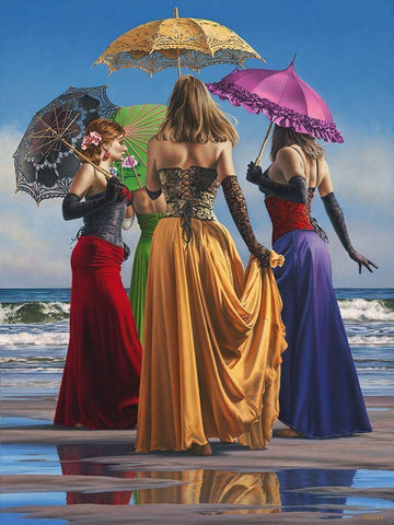 Parasols White Modern Wood Framed Art Print with Double Matting by Kelley, Paul