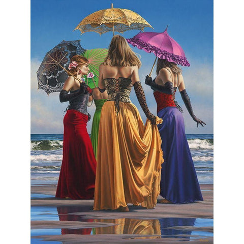 Parasols White Modern Wood Framed Art Print by Kelley, Paul