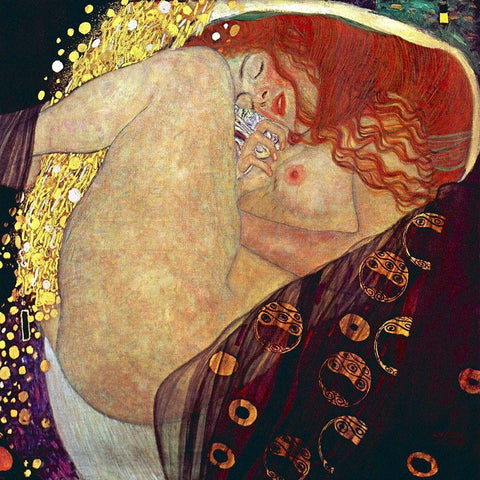 Danae, 1907-1908 White Modern Wood Framed Art Print by Klimt, Gustav