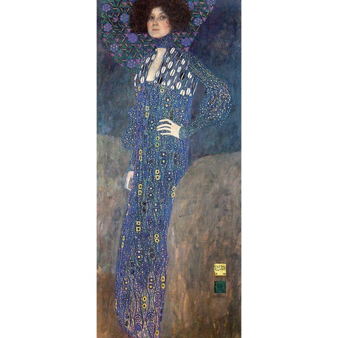 Portrait of Emilie Floge Black Modern Wood Framed Art Print with Double Matting by Klimt, Gustav