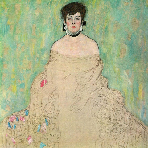 Portrait of Amalie Zuckerkandl, 1917-1918 White Modern Wood Framed Art Print by Klimt, Gustav