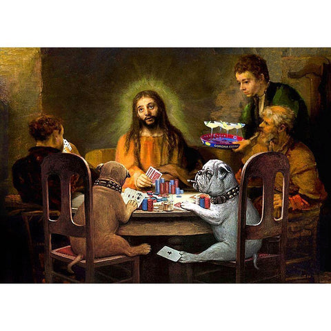 Dogs Going to Hell White Modern Wood Framed Art Print by Kite, Barry