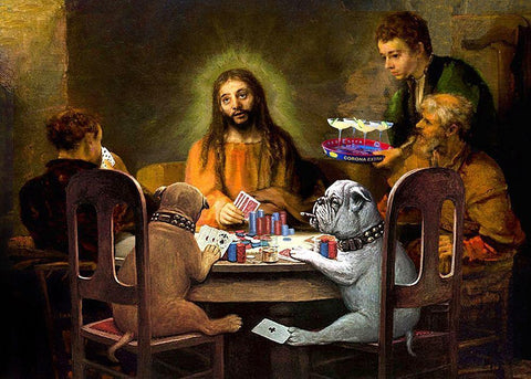 Dogs Going to Hell White Modern Wood Framed Art Print with Double Matting by Kite, Barry