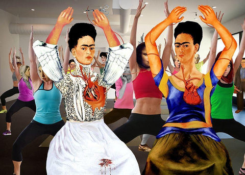 Frida Does Cardio White Modern Wood Framed Art Print with Double Matting by Kite, Barry