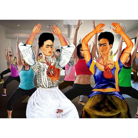 Frida Does Cardio Black Modern Wood Framed Art Print with Double Matting by Kite, Barry